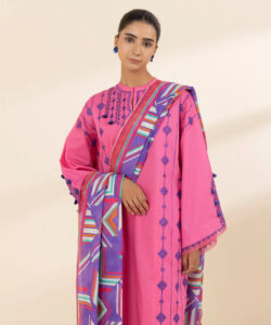 Pink Shirt and Printed Dupatta